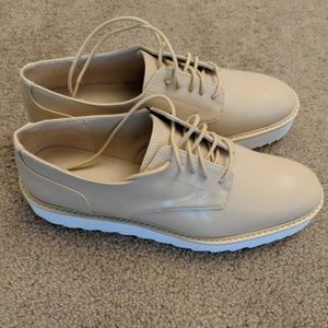 New Zara beige platform patent shoes brogues 8